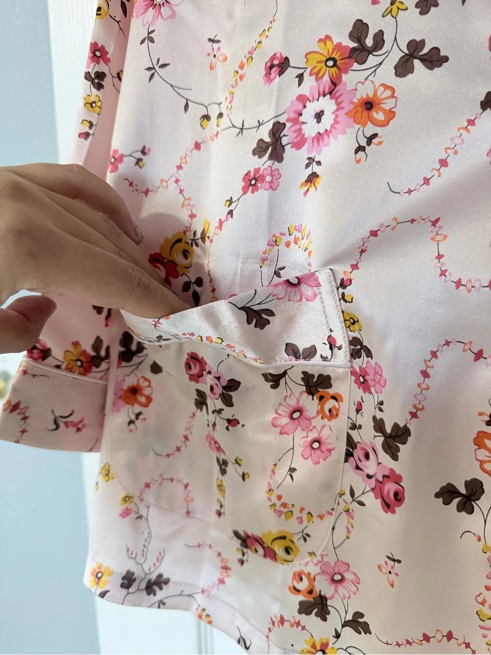 {Daerli} 100% Chinese Mulberry Silk Floral Sleepwear Luxury Pajama Set - NWT